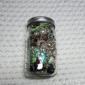 Mason Jar of Mixed Costume Jewelry